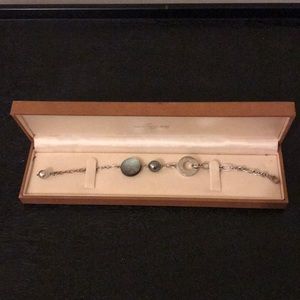 Sterling silver Tahitian black pearl bracelet